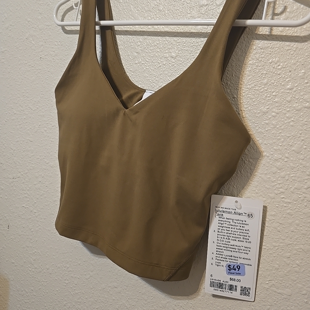 Womens Lululemon Align Tank Top Size 6 Soft Built Bra For Support NWT - Picture 3 of 9